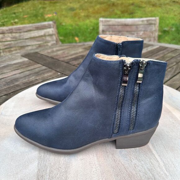 Journee Collection Womens Jayda Boots Size 7.5 Navy Blue Side Zip Faux Leather - Picture 4 of 10